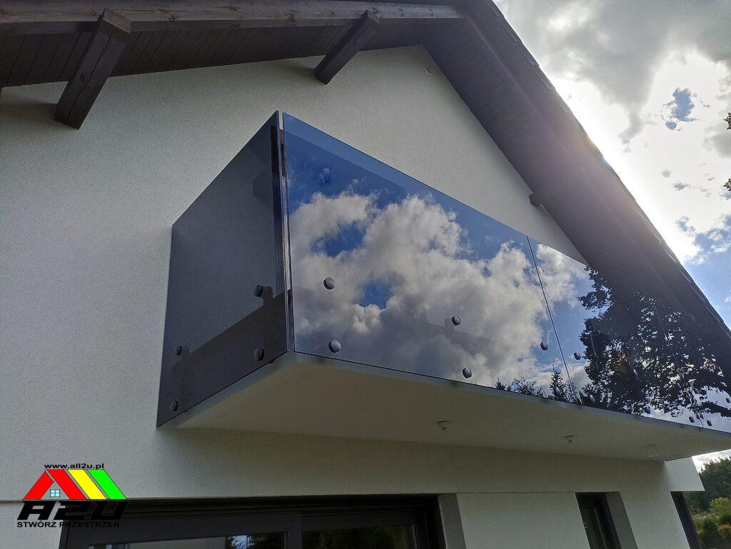 A2U balustrada Trzcianka szklana samonośna rotul szkło zabudowa balkonu tarasu dom poręcz pergola zadaszenie www.all2u.pl